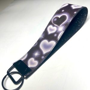 Black hearts keychain wristlet